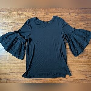 Elegant Black Bell Sleeve Top